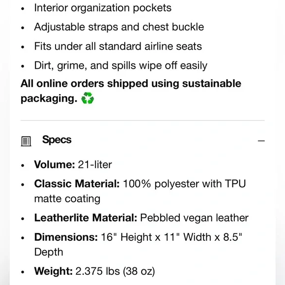 NWT Portland Gear Cascade Backpack - Standard size in Cloud - Picture 9 of 11